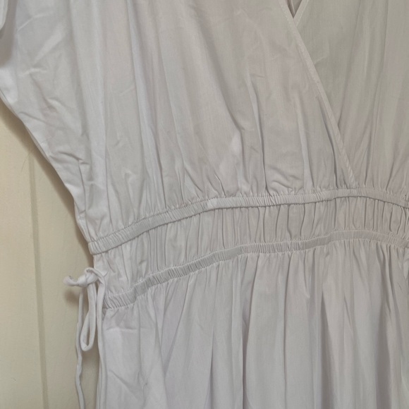 NWT ZARA White Cotton Midi Dress with Tie-Back M - Picture 6 of 15
